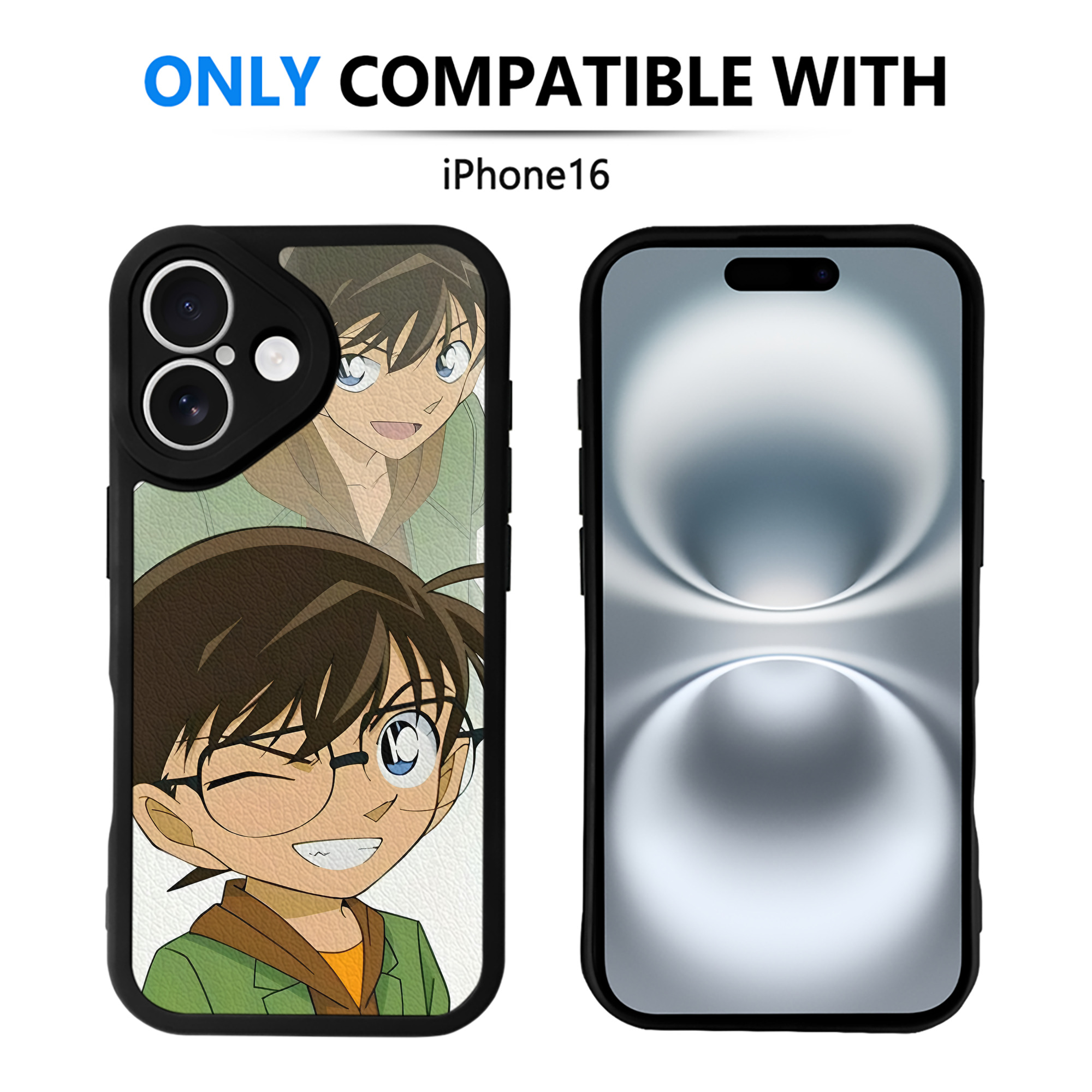 （画像用） 名探偵コナン Detective Conan 【iPhone 16シリーズ対応】シリコンスマホケース（レザー調） 材質：シリコン
